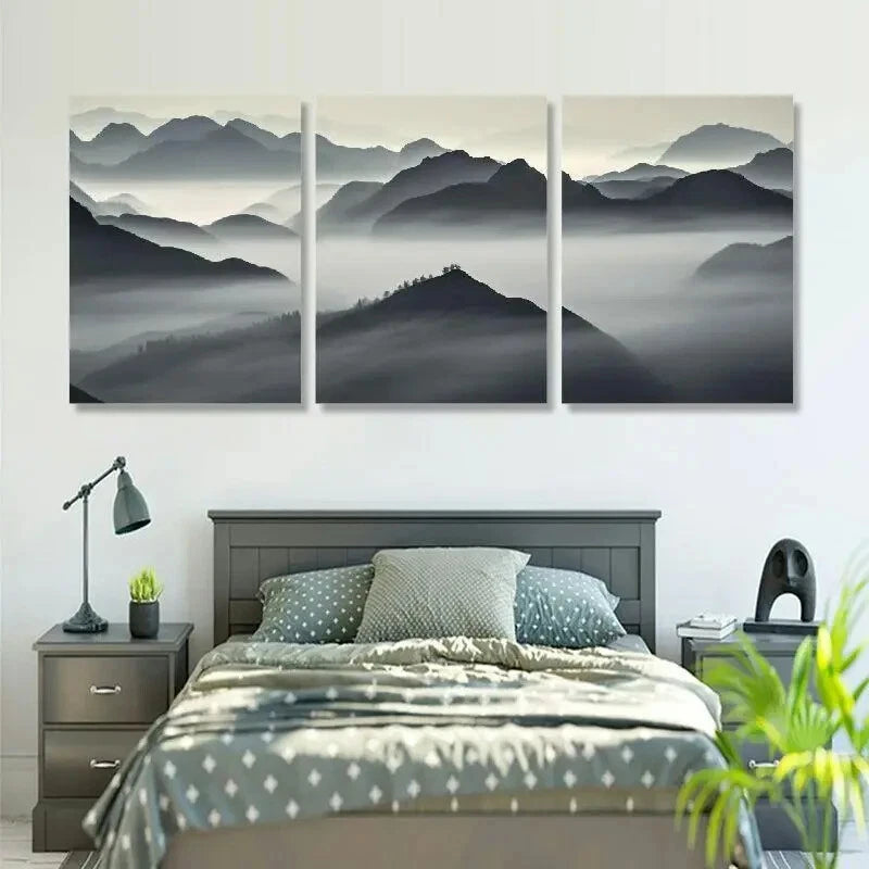 3pcs Mountain Landscape Contemporary Metal Print Ready to Hang Art