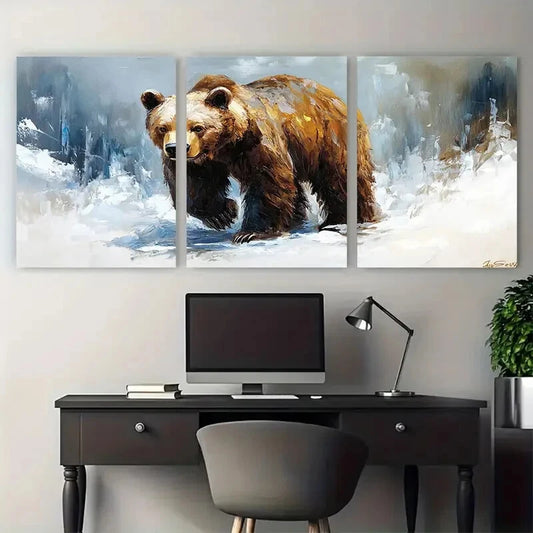 3pcs Bear Woodland Animals illustration Metal Print Ready to Hang Art
