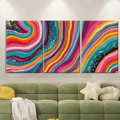 3pcs Colorful Abstract Modern Statement Wall Art Set Canvas Framed 60x90cm - High Quality Print 100% Australian Made Wall Canvas Ready to Hang