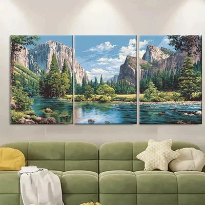 3pcs Yosemite Mountain Landscape Wall Art Set Canvas Framed 50x70cm - High Quality Print 100% Australian Made Wall Canvas Ready to Hang