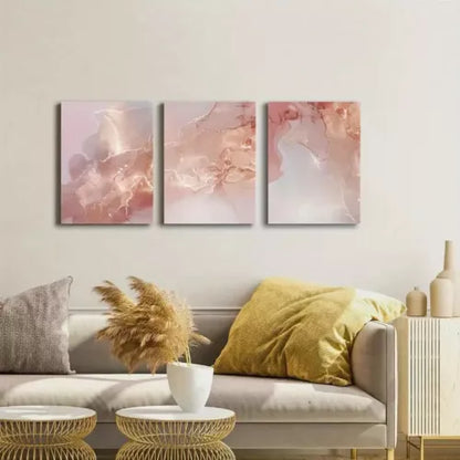 3pcs Rose Golden & Pink Marble Watercolor Canvas Framed 40x60cm - High Quality Print 100% Australian Made Wall Canvas Ready to Hang