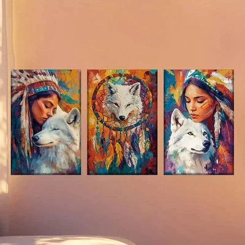 3pcs Beautiful Native Aboriginal And White Wall Art Set Canvas Unframed - High Quality Print 100% Australian Made Wall Canvas
