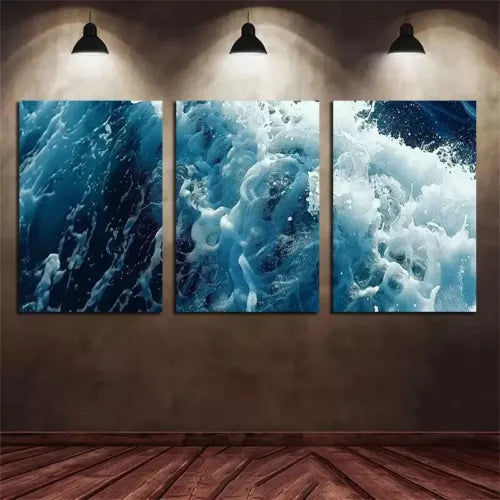 3pcs Oil Painting Waves Aerial View Canvas Framed 40x60cm - High Quality Print 100% Australian Made Wall Canvas Ready to Hang