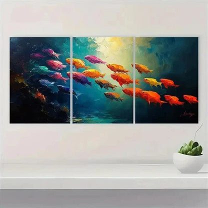 3pcs Colorful Fish Underwater World ET  Wall Art Set Canvas Framed 40x60cm - High Quality Print 100% Australian Made Wall Canvas Ready to Hang