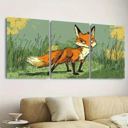 3pcs Vibrant Fox Wall Art Set Canvas Unframed - High Quality Print 100% Australian Made Wall Canvas