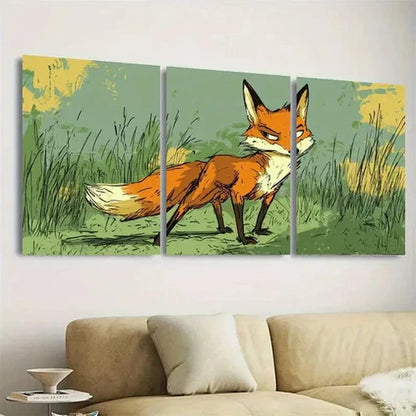 3pcs Vibrant Fox Wall Art Set Canvas Unframed - High Quality Print 100% Australian Made Wall Canvas