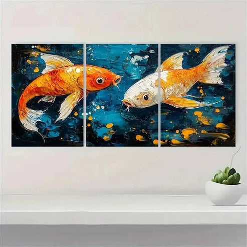 3pcs Original Fishes Oil Painting Wall Art Set Canvas Unframed - High Quality Print 100% Australian Made Wall Canvas