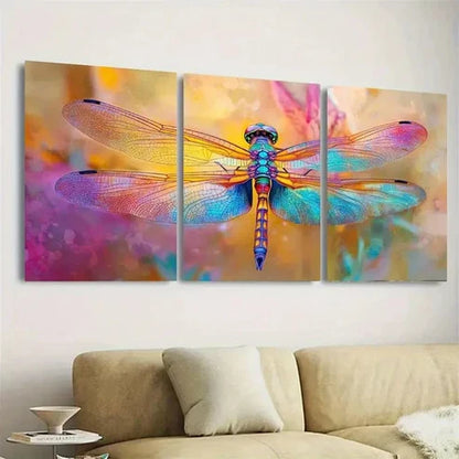 3pcs Vibrant Dragonfly Wall Art Set Canvas Unframed - High Quality Print 100% Australian Made Wall Canvas