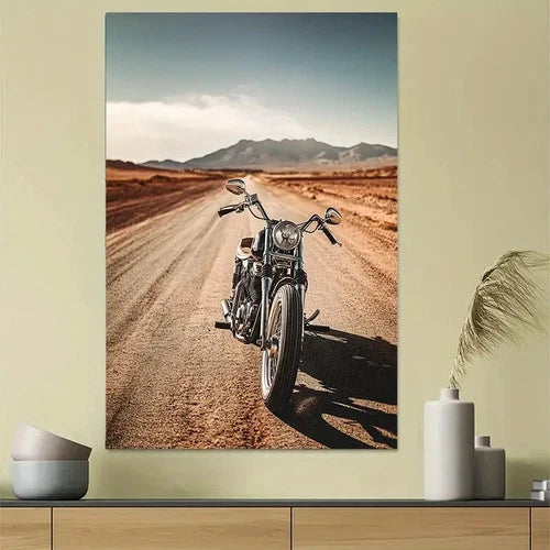 Vintage Motorcycle Classic Ride Minimal Style Art Poster 40x60cm Metal Print Ready to Hang