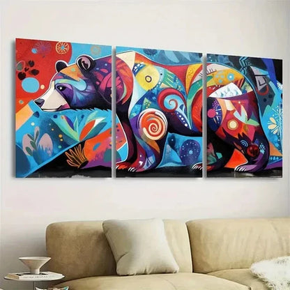 3pcs Bear Graffiti Wall Art Set Canvas Unframed - High Quality Print 100% Australian Made Wall Canvas