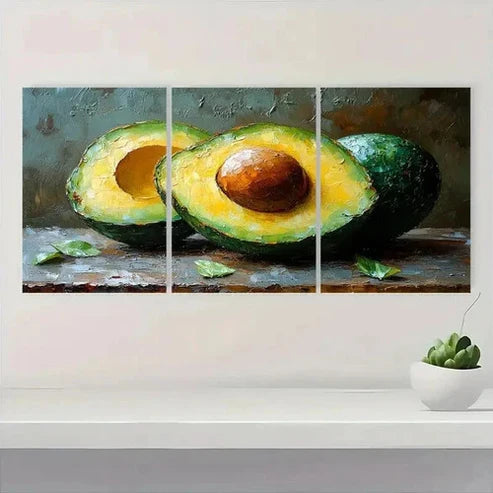 3pcs Modern Kitchen Avocado Decor Wall Art Set Canvas Unframed - High Quality Print 100% Australian Made Wall Canvas