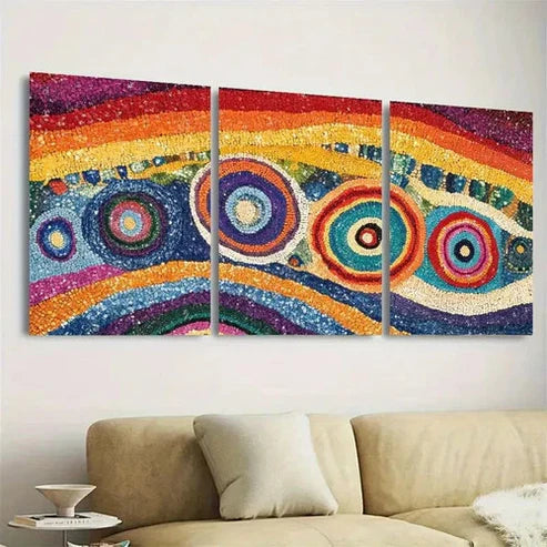 3pcs Vibrant Abstract Aboriginal Wall Art Set Canvas Unframed - High Quality Print 100% Australian Made Wall Canvas