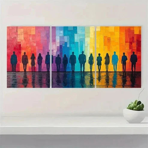 3pcs People Silhouettes Print Wall Art Set Canvas Unframed - High Quality Print 100% Australian Made Wall Canvas