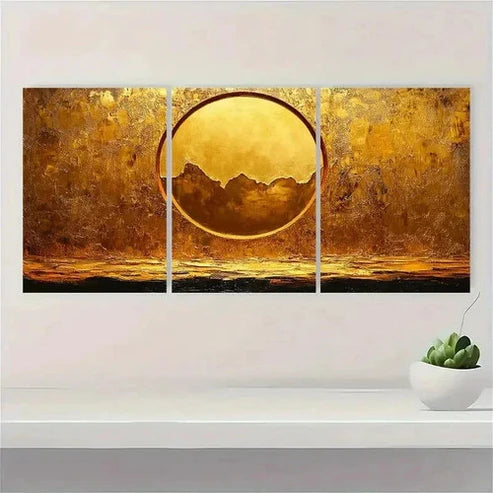 3pcs Original Golden Circle Wall Art Set Canvas Unframed - High Quality Print 100% Australian Made Wall Canvas