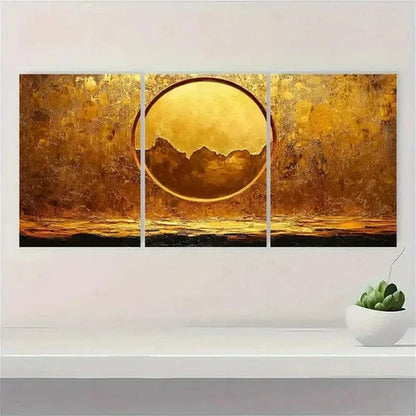 3pcs Original Golden Circle Wall Art Set Canvas Unframed - High Quality Print 100% Australian Made Wall Canvas