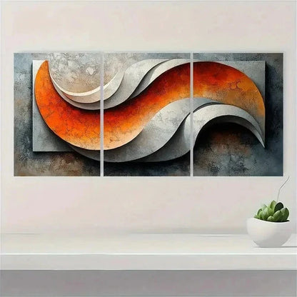 3pcs White Geometric Abstract Texture DK Wall Art Set Canvas Framed 40x60cm - High Quality Print 100% Australian Made Wall Canvas Ready to Hang