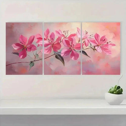3pcs Pink Cleome Flower Elegant DQ Wall Art Set Canvas Framed 60x90cm - High Quality Print 100% Australian Made Wall Canvas Ready to Hang
