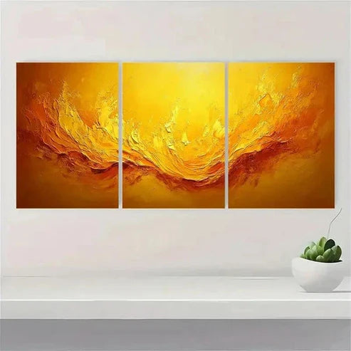 3pcs Yellow Painting Abstract Art  Wall Art Set Canvas Unframed - High Quality Print 100% Australian Made Wall Canvas