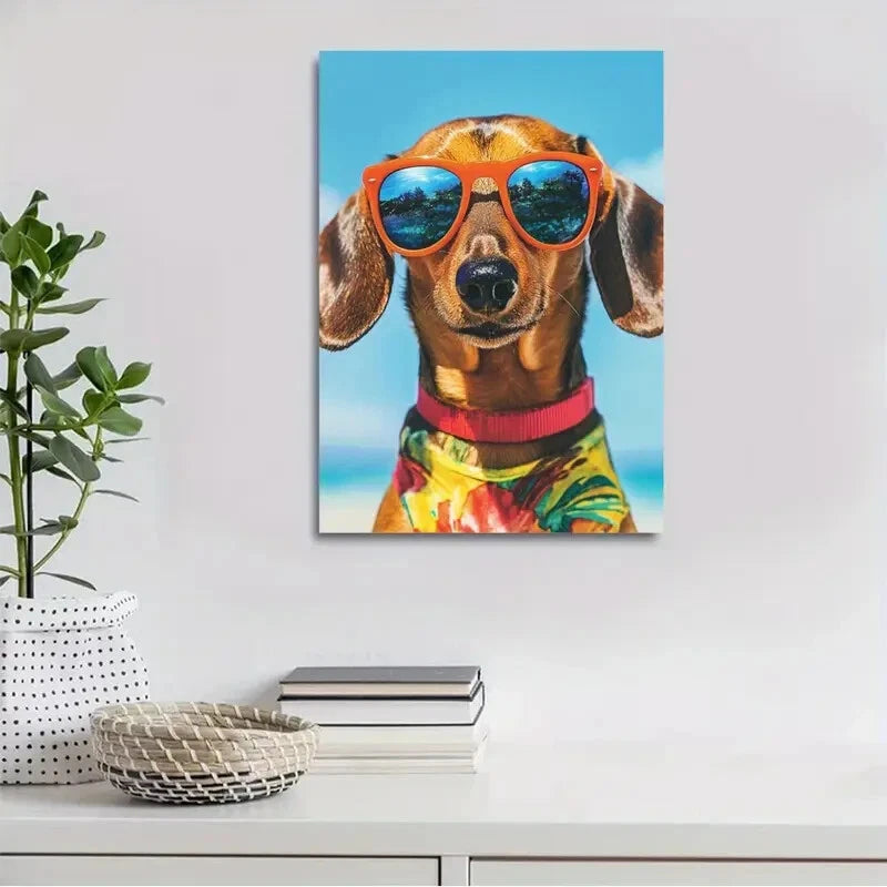 Beautiful Modern Dachshund suitable Painting 40x60cm Metal Print Ready to Hang