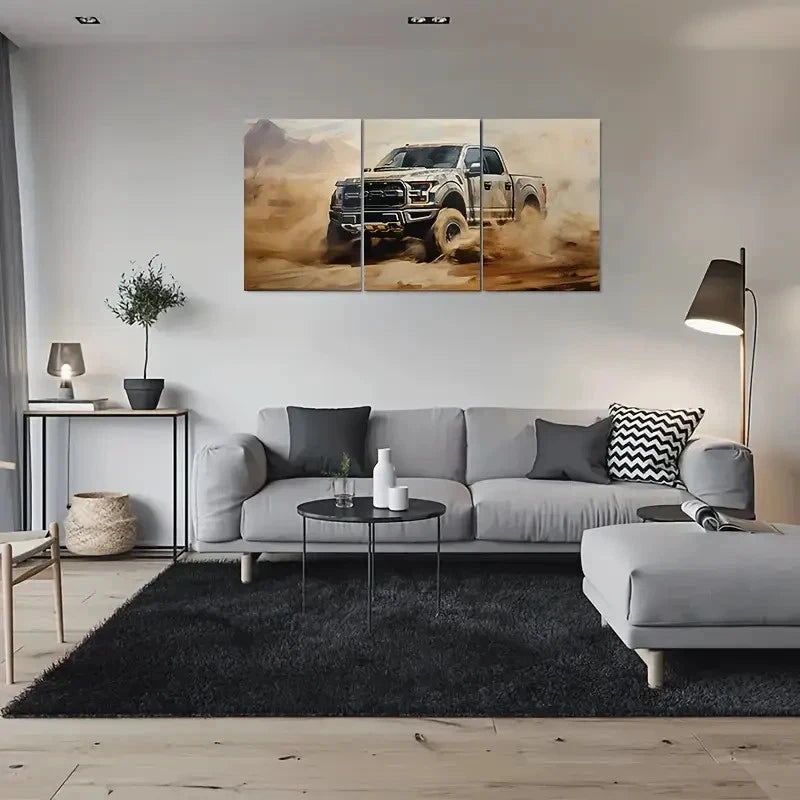 3pcs Off Road Adventure Black Jeep Metal Print Ready to Hang Art