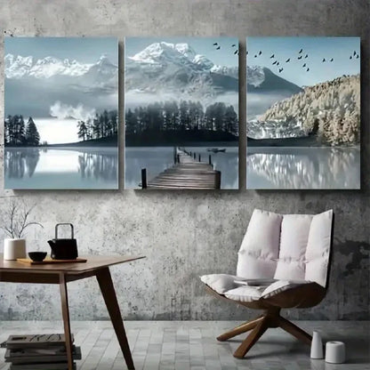 3pcs Snow Mountain Tranquil Lake Nature Metal Print Ready to Hang Art