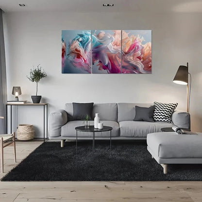 3pcs Abstract Fluid Modern Colorful Painting Metal Print Ready to Hang Art