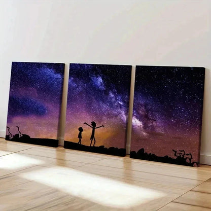 3pcs Classic Starry Sky Night Scene Wall Art Set Canvas Framed 40x60cm - High Quality Print 100% Australian Made Wall Canvas Ready to Hang