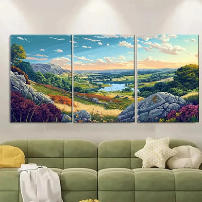 3pcs British Countryside Landscape Peak Metal Print Ready to Hang Art