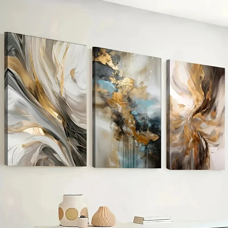 3pcs Featuring Abstract Luxury Décor Perfect Wall Art Set Canvas Framed 40x60cm - High Quality Print 100% Australian Made Wall Canvas Ready to Hang