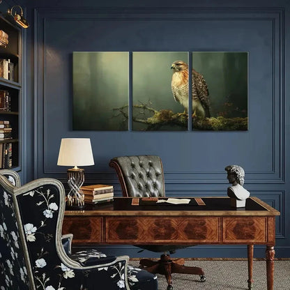 3pcs Eagle Perched On Branch Forest Atmosphere Metal Print Ready to Hang Art
