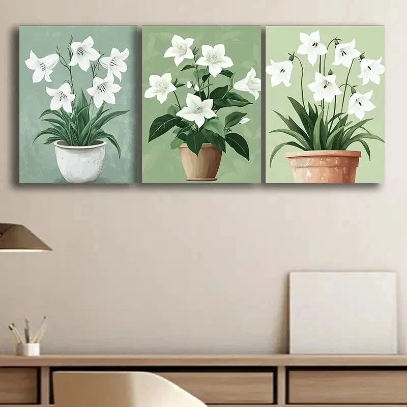 3pcs Elegant Floral Triptych Perfect Wall Art Set Canvas Framed 60x90cm - High Quality Print 100% Australian Made Wall Canvas Ready to Hang