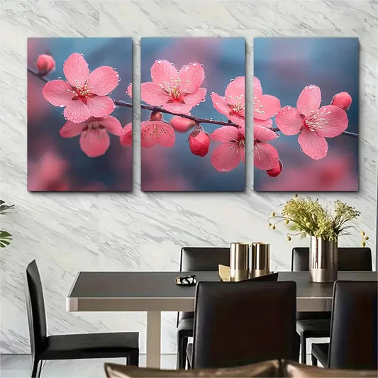 3pcs Elegant Pink Cherry Blossom Branch Perfect  Wall Art Set Canvas Framed 40x60cm - High Quality Print 100% Australian Made Wall Canvas Ready to Hang