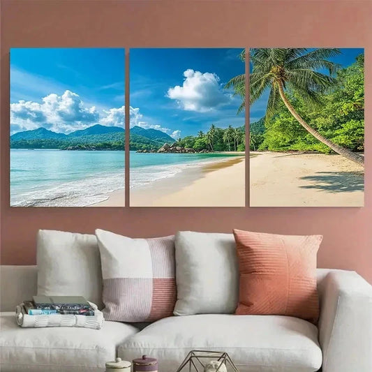 3pcs Tropical Décor Thailand Beach Perfect Wall Art Canvas Framed 60x90cm
