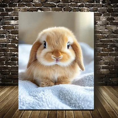 Beautiful Contemporary Cute Rabbit Painting 40x60cm Metal Print Ready to Hang