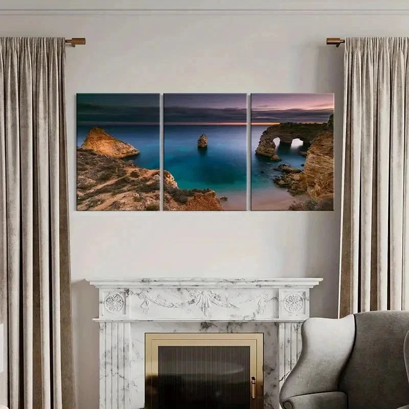 3pcs Portuguese Navy Beach Sea Modern Wall Art Set Canvas Framed 40x60cm - High Quality Print 100% Australian Made Wall Canvas Ready to Hang