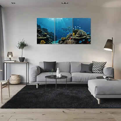 3pcs Vibrant Coral Reef Colorful Fish & Sea Metal Print Ready to Hang Art