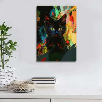 Modern Abstract Black Kitten Contemporary Painting 40x60cm Metal Print Ready to Hang