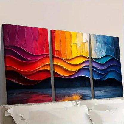 3pcs Colorful Abstract Painting Geometric Shapes Wall Art Set Canvas Unframed - High Quality Print 100% Australian Made Wall Canvas