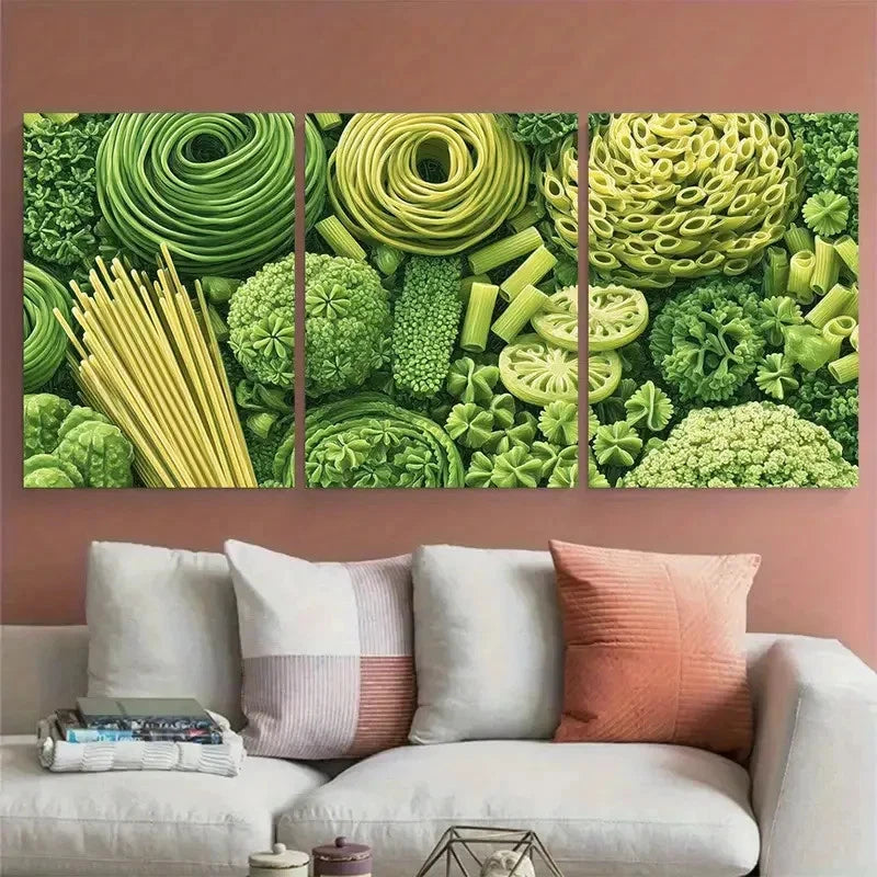 3pcs Retro Italian Food Spaghetti Perfect  Wall Art Set Canvas Framed 60x90cm - High Quality Print 100% Australian Made Wall Canvas Ready to Hang