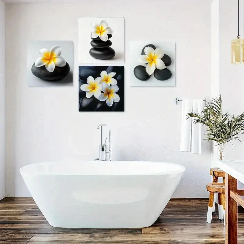 4pcs Spring & Winter Landscape Egg Flower Artwo, Wall Art Canvas Framed
