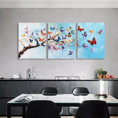 3pcs Butterfly Tree Blue Sky Colorful Perfect Wall Art Set Canvas Framed 40x60cm - High Quality Print 100% Australian Made Wall Canvas Ready to Hang