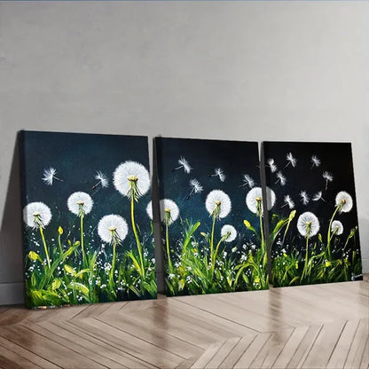 3pcs Dandelion Flower White Nature Perfect Wall Art Set Canvas Unframed - High Quality Print 100% Australian Made Wall Canvas