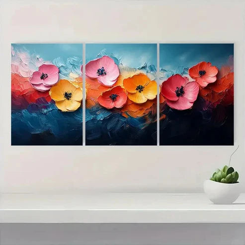 3pcs Botanical Print Classic Flowers Wall Art Canvas Unframed - High Quality Print 100% Australian Made Wall Canvas
