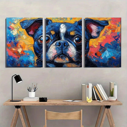 3pcs Starry Night Boston Vibrant Blue Yellow Metal Print Ready to Hang Art