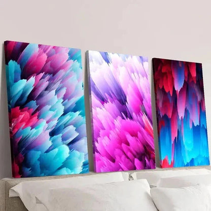 3pcs Pink Purple Blue & Green Pine Cone & Column Wall Art Set Canvas Unframed - High Quality Print 100% Australian Made Wall Canvas