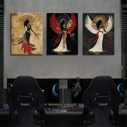 3pcs Goddess Angel Mystical Spiritual Perfect Wall Art Set Canvas Framed 40x60cm - High Quality Print 100% Australian Made Wall Canvas Ready to Hang