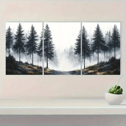 3pcs Sketch Pine Trees Landscape Nature Perfect Wall Art Set Canvas Framed 40x60cm - High Quality Print 100% Australian Made Wall Canvas Ready to Hang