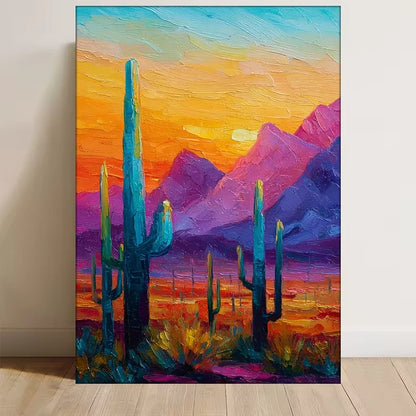 Saguaro Cacti & Desert Landscape Metal Print Ready to Hang
