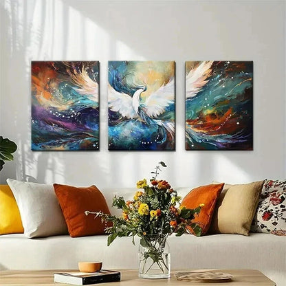 3pcs Abstract Phoenix Mythical Motion Perfect Wall Art Set Canvas Framed 40x60cm - High Quality Print 100% Australian Made Wall Canvas Ready to Hang