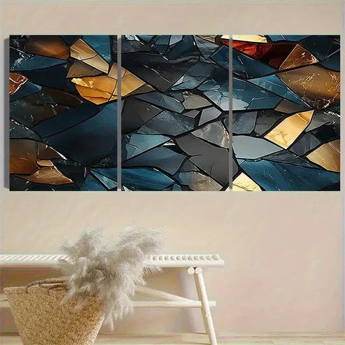 3pcs Dark Blue Agate Slice Wall Art Set Canvas Unframed - High Quality Print 100% Australian Made Wall Canvas